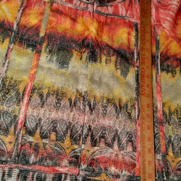 Onque Casuals Shirt Women Large Mesh Orange Yellow Brown Fall Harvest - Picture 6 of 16